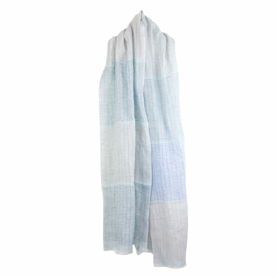 Accessories * | Sadhu Blue Striped Linen Scarf Summer