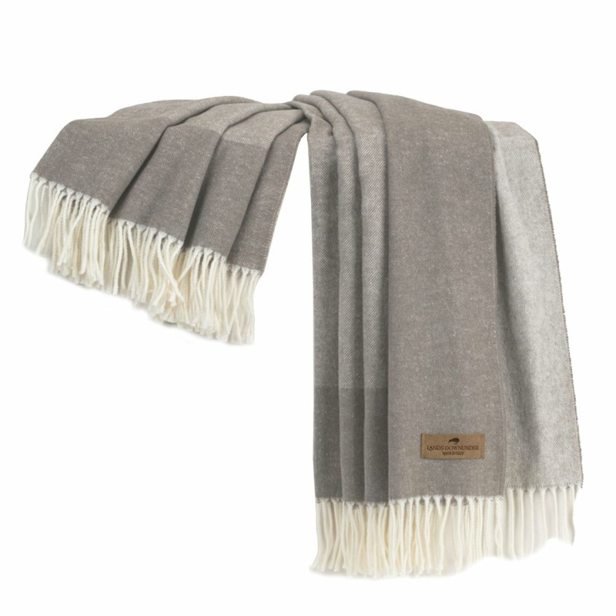 Living * | Lands Downunder Border Herringbone Throw Mink Living