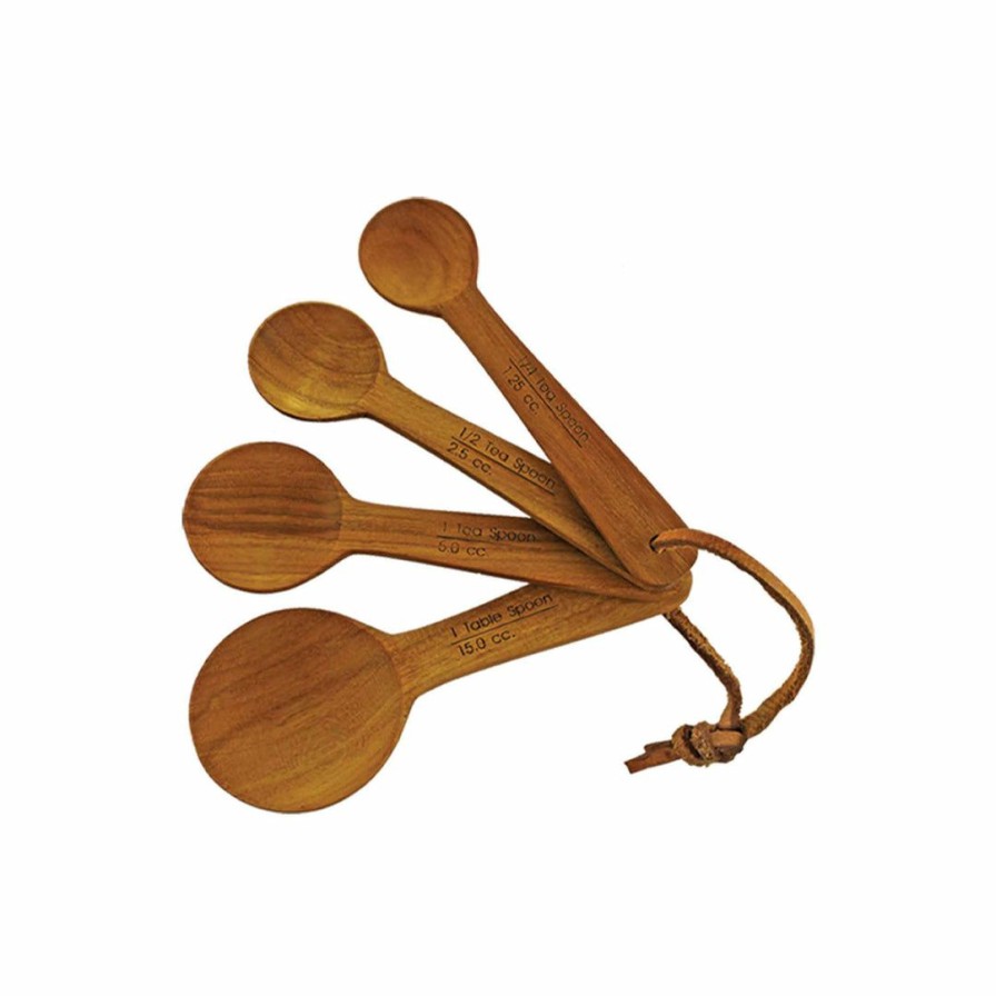 Kitchen * | Be Home Kitchen Teak Round Measuring Spoons