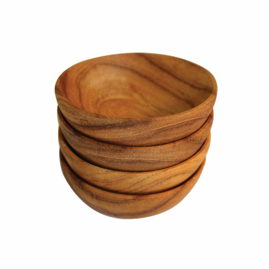 Kitchen * | Be Home Teak Round Bowls Kitchen