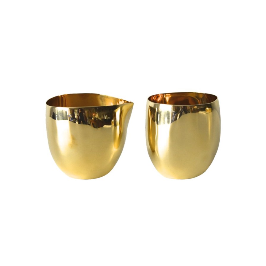 Kitchen * | Tf Design Kitchen Brass Cream & Sugar Set