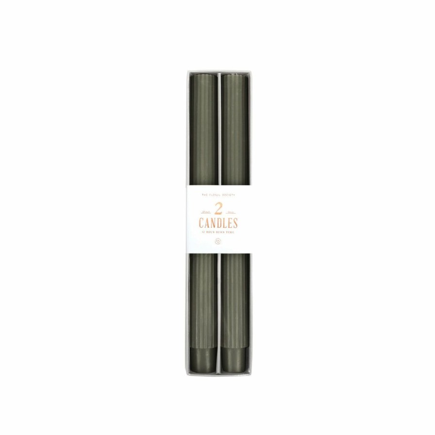 Bath * | The Floral Society Fancy Taper Candles Medium, Moss