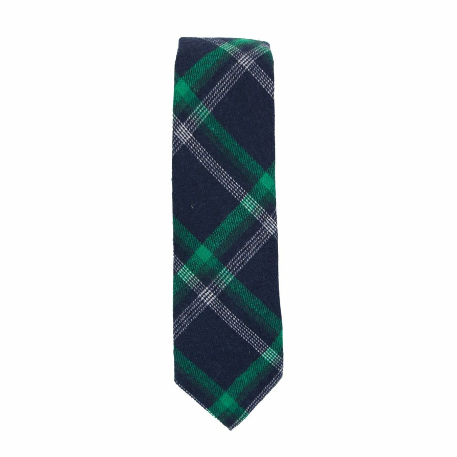 Accessories * | Ella Bing Navy Plaid Necktie