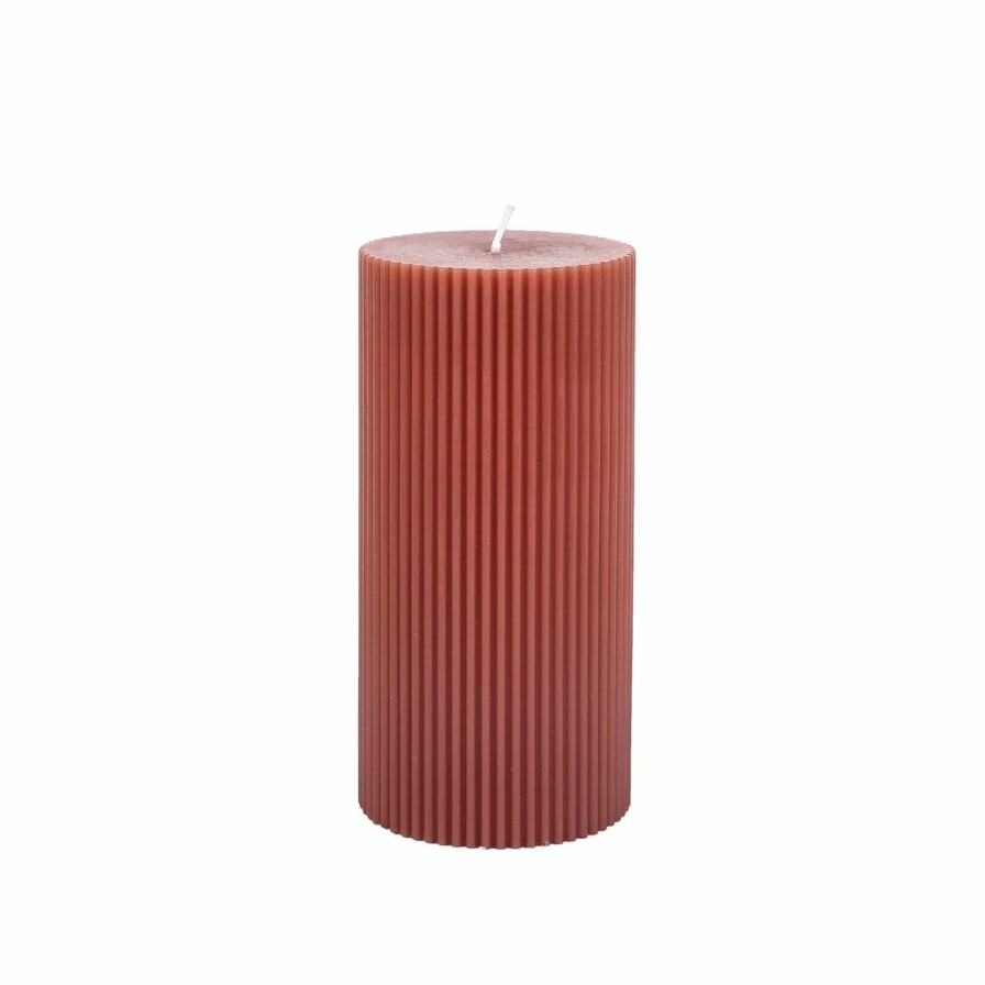 Bath * | The Floral Society Bath Fancy Pillar Candle Clay