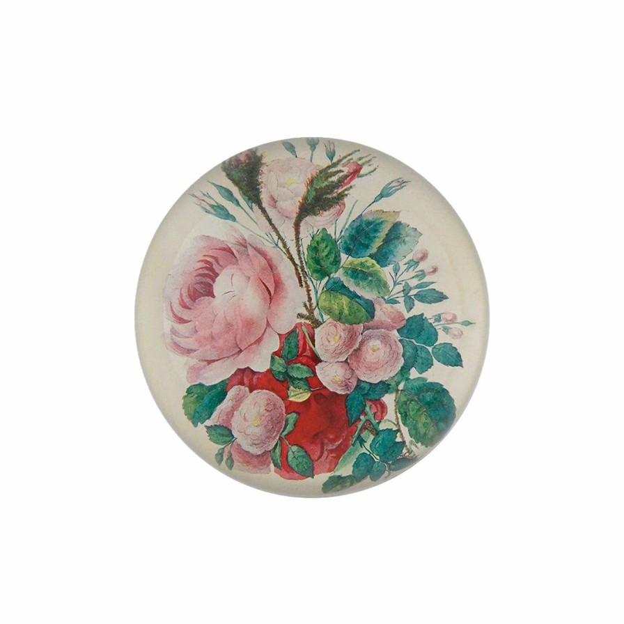 Living * | John Derian Home Decor Pink Roses Dome Paperweight