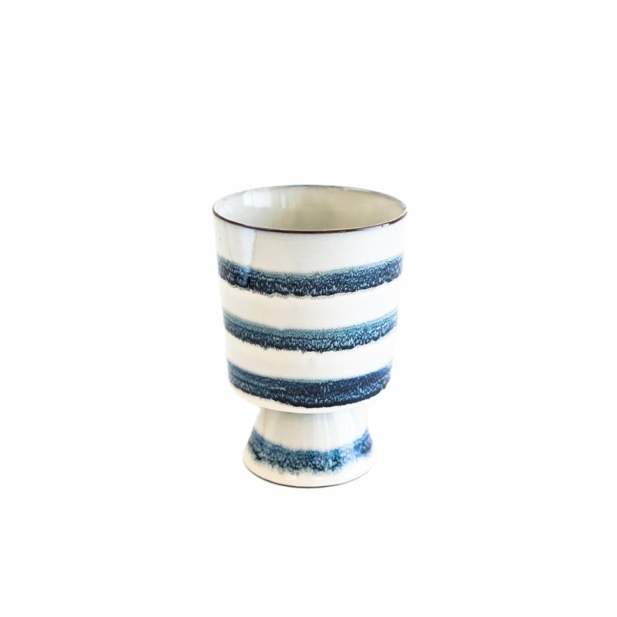 Living * | Homart Living Toku Chalice Vase Indigo Stripe