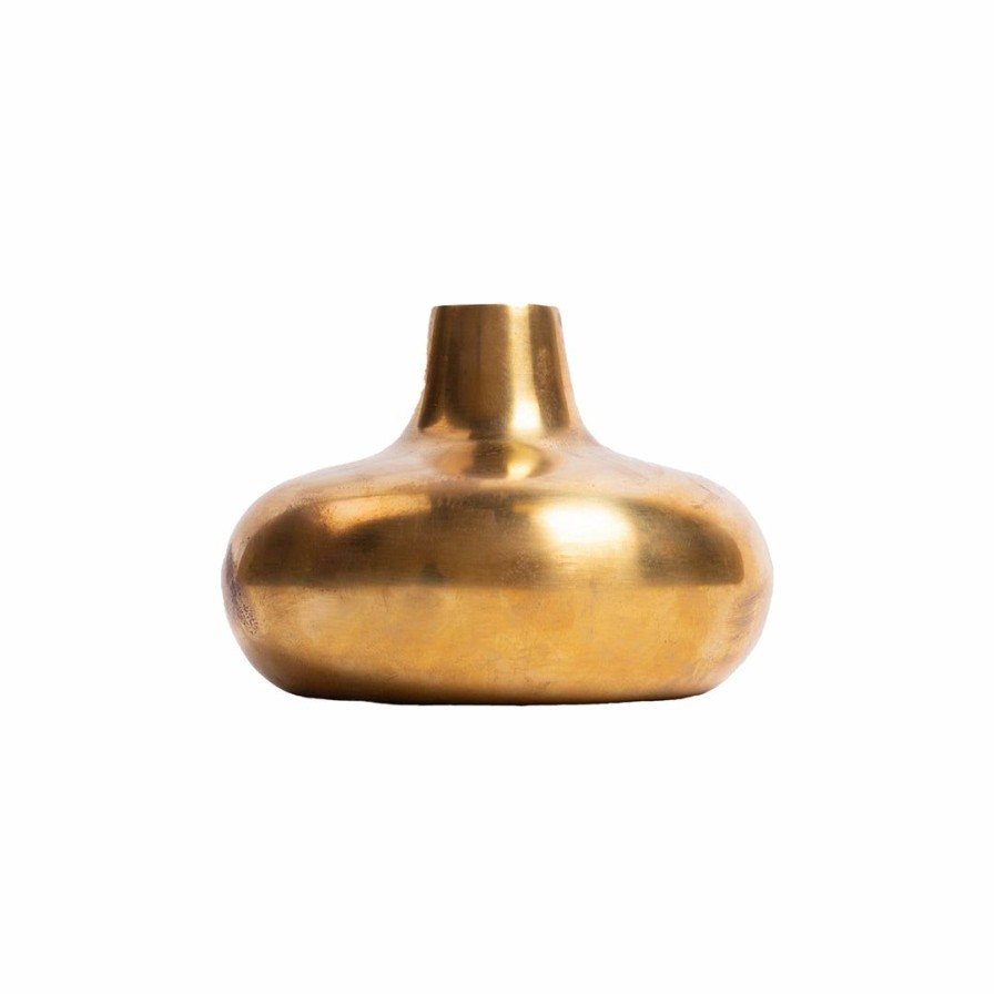 Living * | Civil Alchemy Brass Wide Flower Vase Living