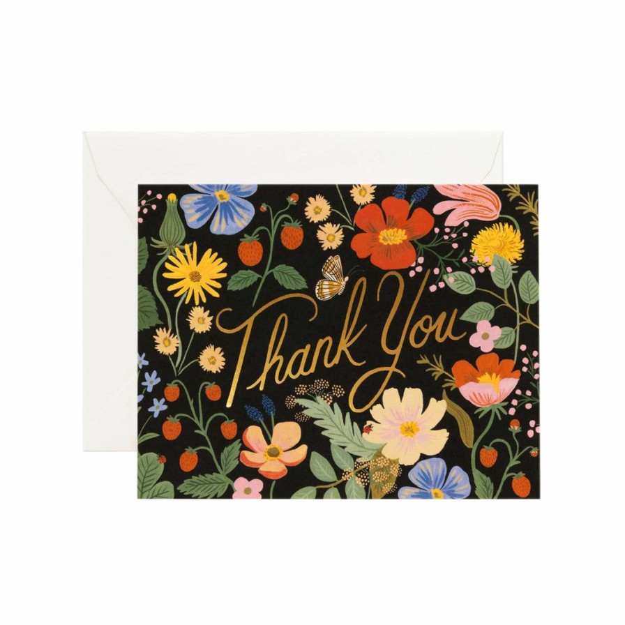 Study * | Rifle Paper Co Strawberry Fields Thank You Card Greeting Cards