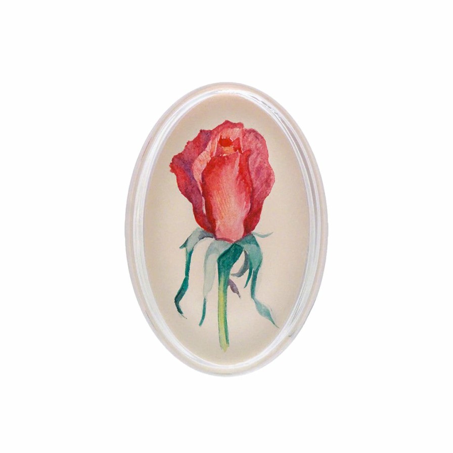 Living * | John Derian Watercolor Rosebud Oval Paperweight