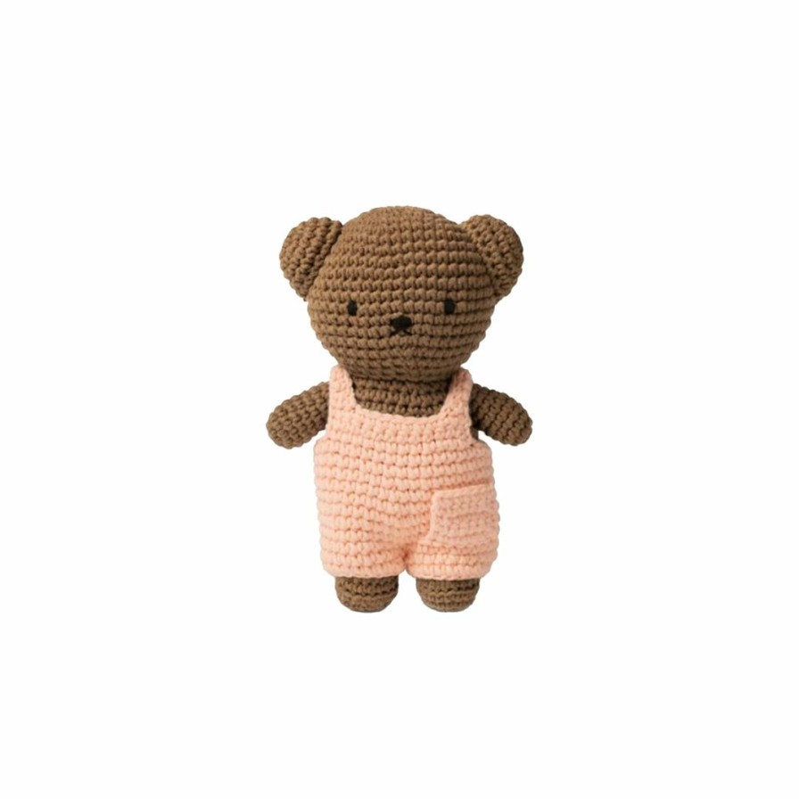 Nursery * | Just Dutch Boris Crocheted Soft Toy Pink Jumpsuit