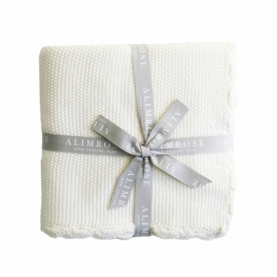 Living * | Alimrose Living Organic Mini Moss Stitch Baby Blanket Ivory