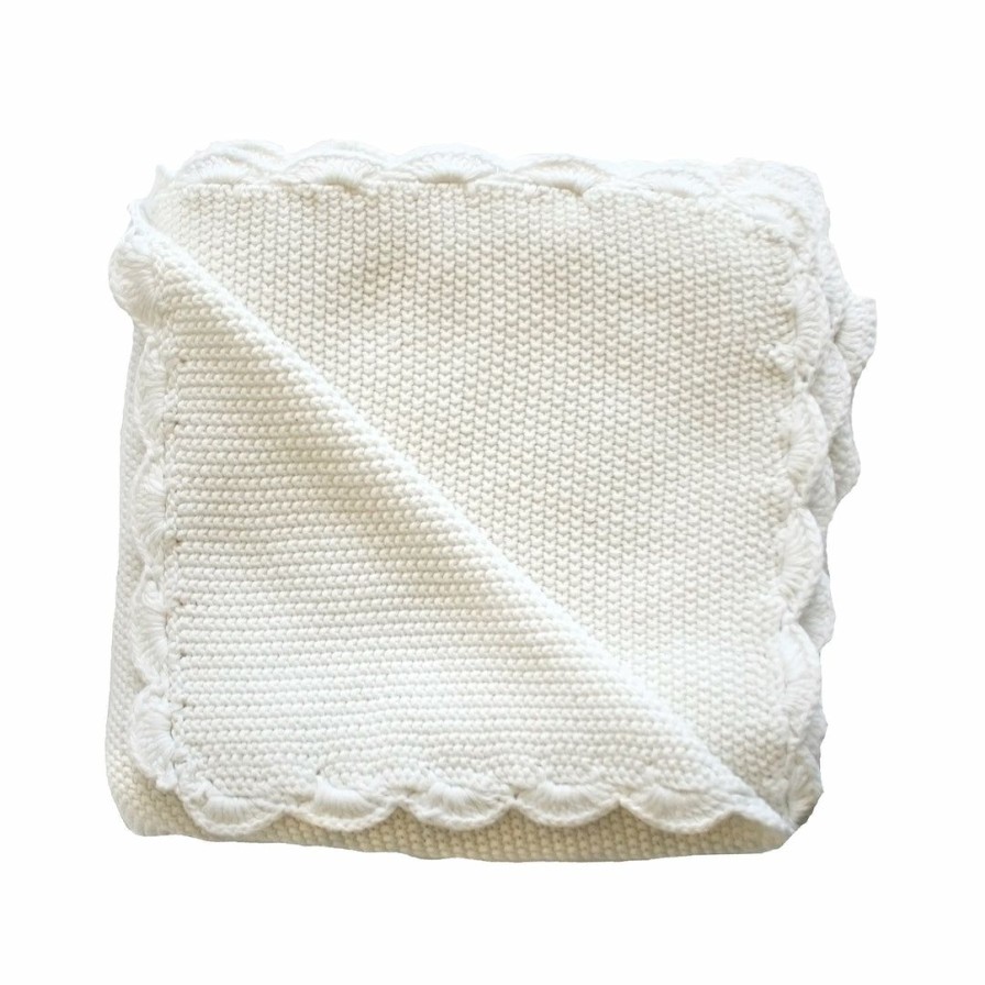 Living * | Alimrose Living Organic Mini Moss Stitch Baby Blanket Ivory