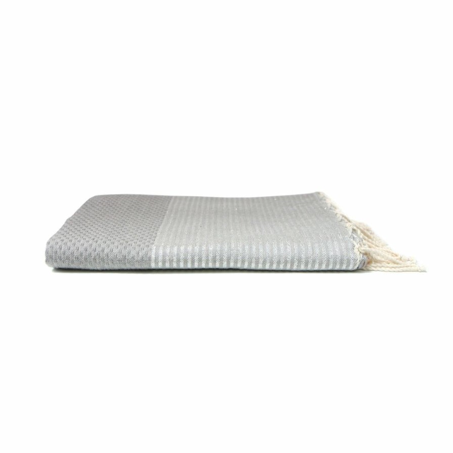 Bath * | Scents & Feel Bath Fouta Towel Grey & Silver