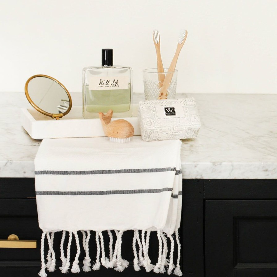 Bath * | Scents & Feel Bath Fouta Towel Grey & Silver