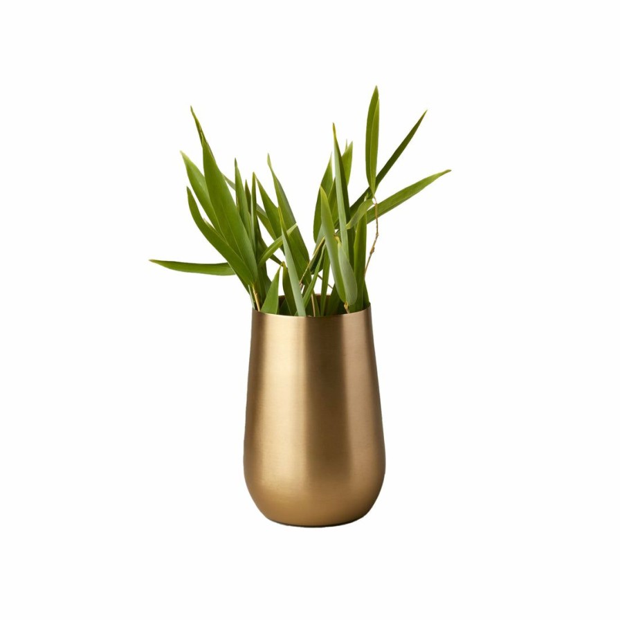 Living * | Be Home Gold Sloped Vase Medium Living