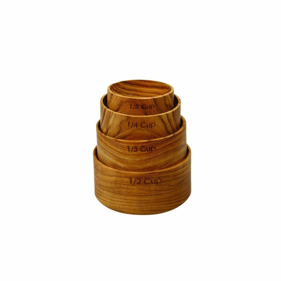 Kitchen * | Be Home Teak Measuring Cups Kitchen