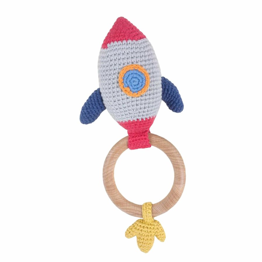 Nursery * | Albetta Crochet Rocket Ring Rattle Nursery