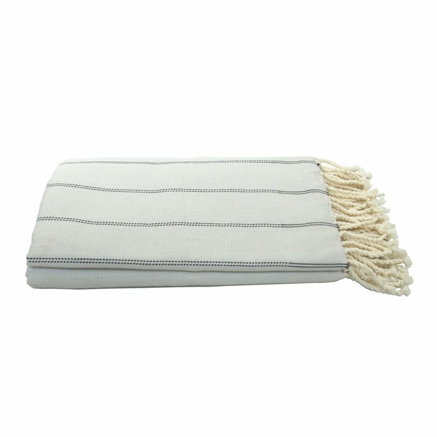 Bath * | Scents & Feel Fouta Towel Grey & Black