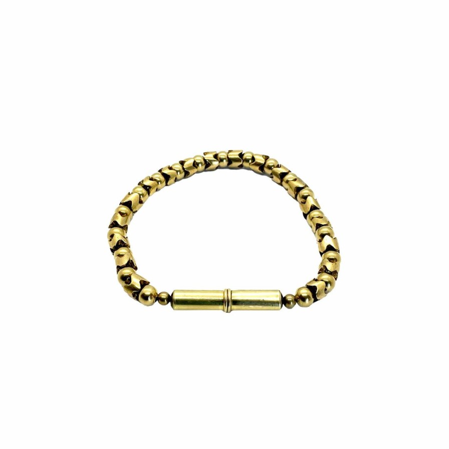 Accessories * | Tres Cuervos Flint Beaded Cuff Brass Snake Accessories