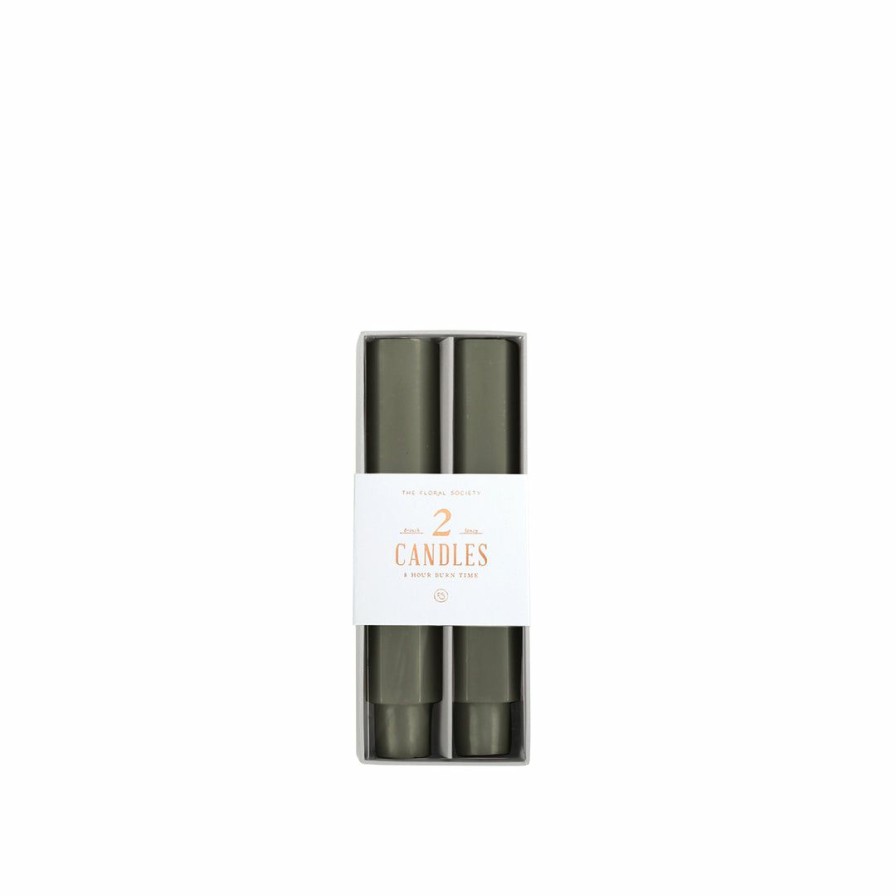 Bath * | The Floral Society Fancy Taper Candles Small, Moss