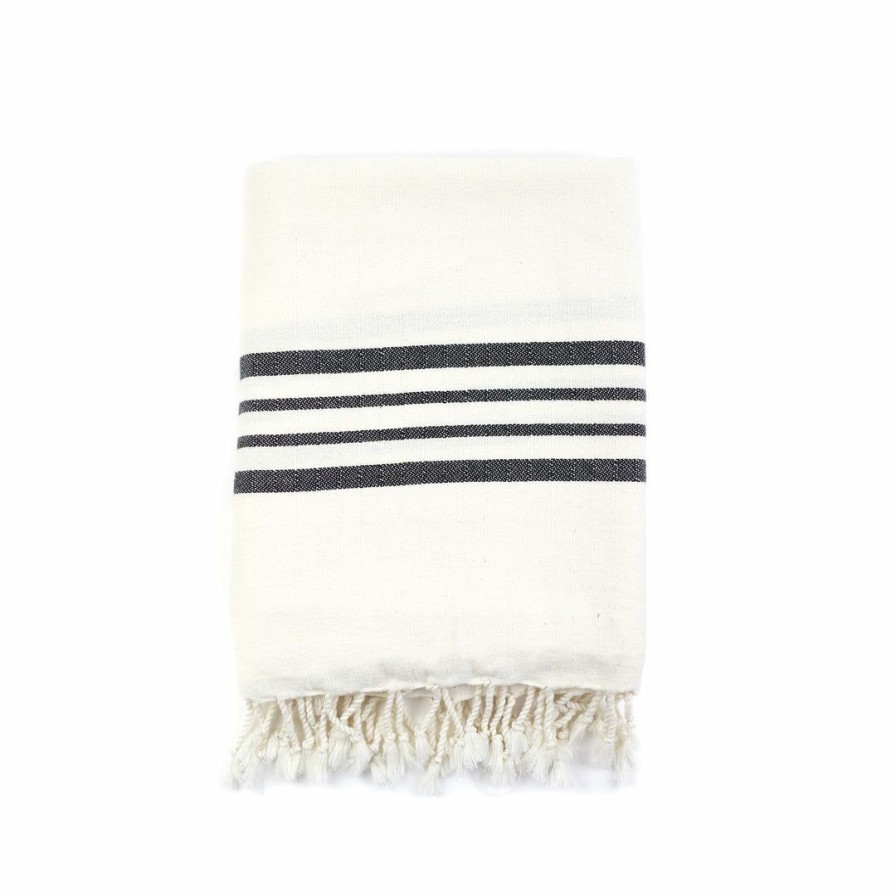 Bath * | Mandalina Llc Natural Striped Bath Towel Beige