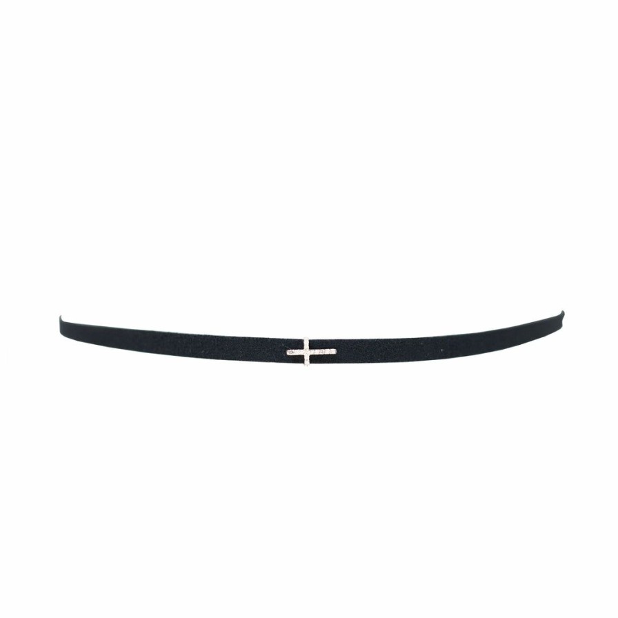 Accessories * | La Soula Jewelry Suede Choker With Cross Accessories