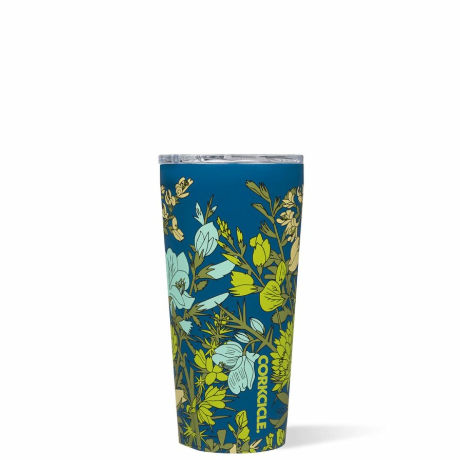 Accessories * | Corkcicle Wildflower Blue Tumbler Kitchen