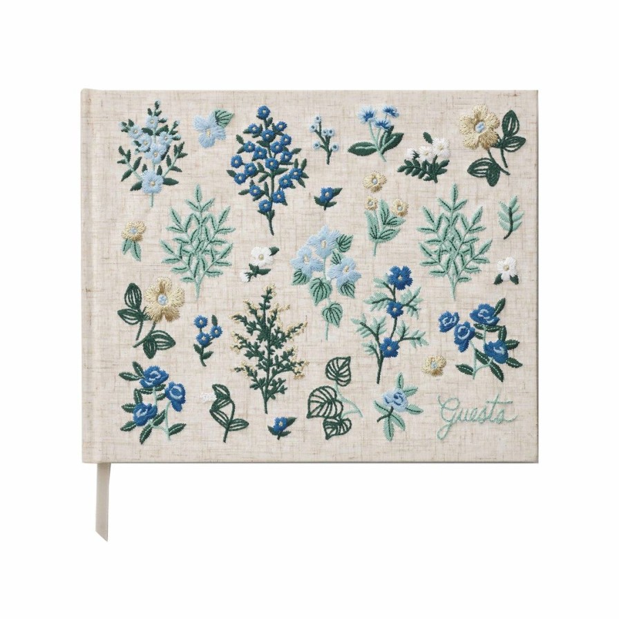 Study * | Rifle Paper Co Wildwood Embroidered Fabric Guest Book