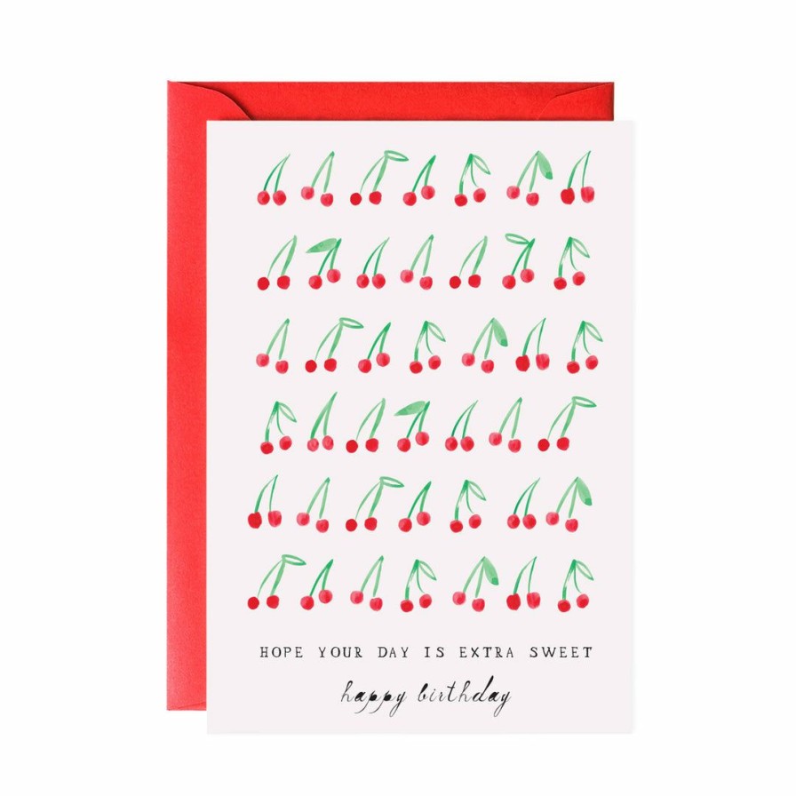 Study * | Mr. Boddington'S Studio Sweet Cherries Birthday Card Greeting Cards