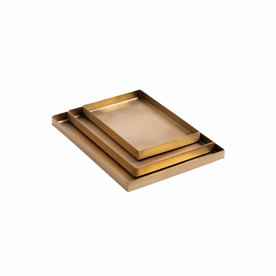 Living * | Civil Alchemy Brass Rectangle Tray Small