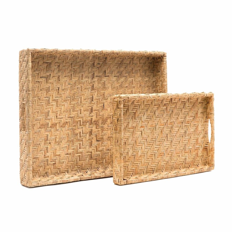 Living * | Made Goods Cadie Rattan Tray Large