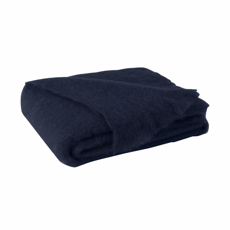 Living * | Lands Downunder Navy Brushed Mohair Throw