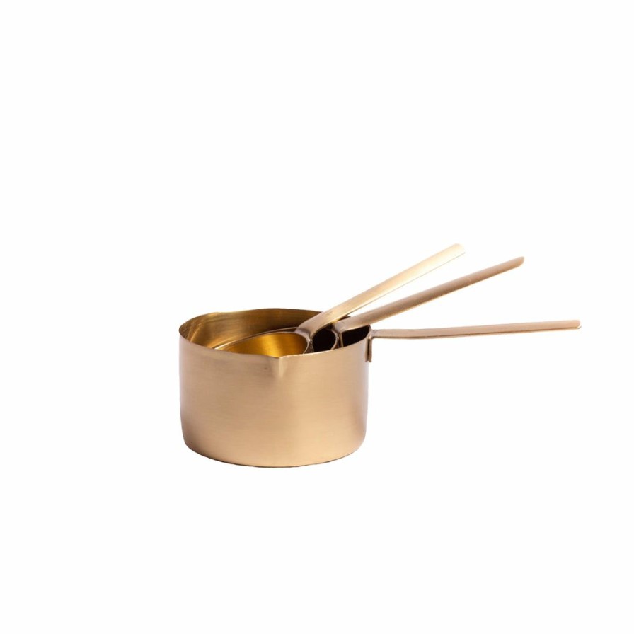 Kitchen * | Civil Alchemy Kitchen Brass Measuring Cups Set Of 3