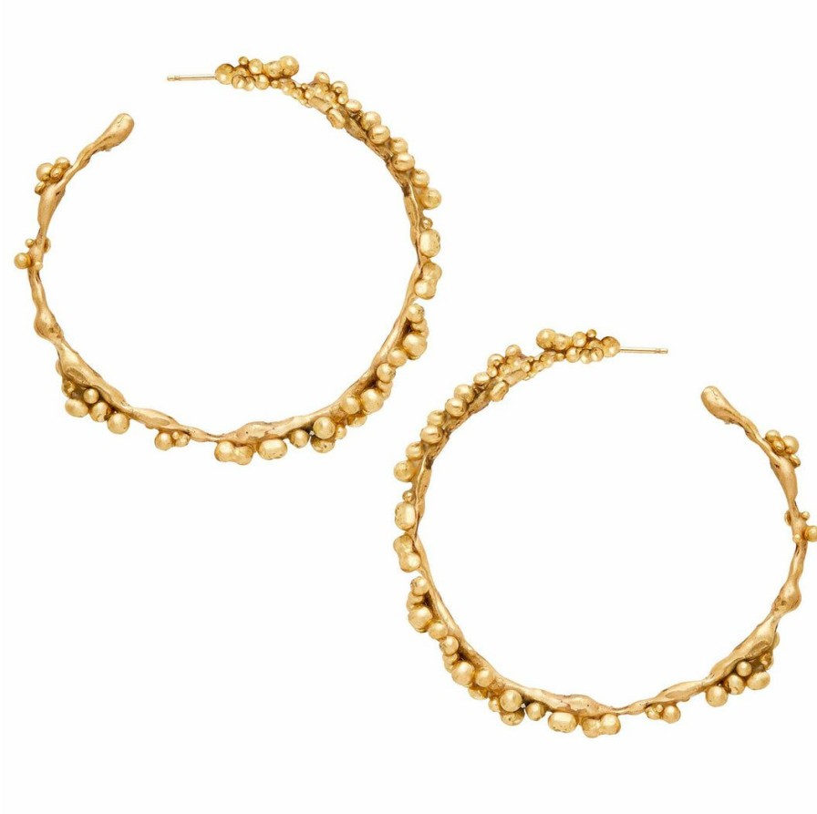 Accessories * | Julie Cohn Design Jewelry Accessories Granulated Hoop Earrings Bronze