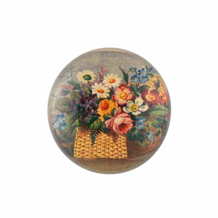 Living * | John Derian Floral Basket Dome Paperweight