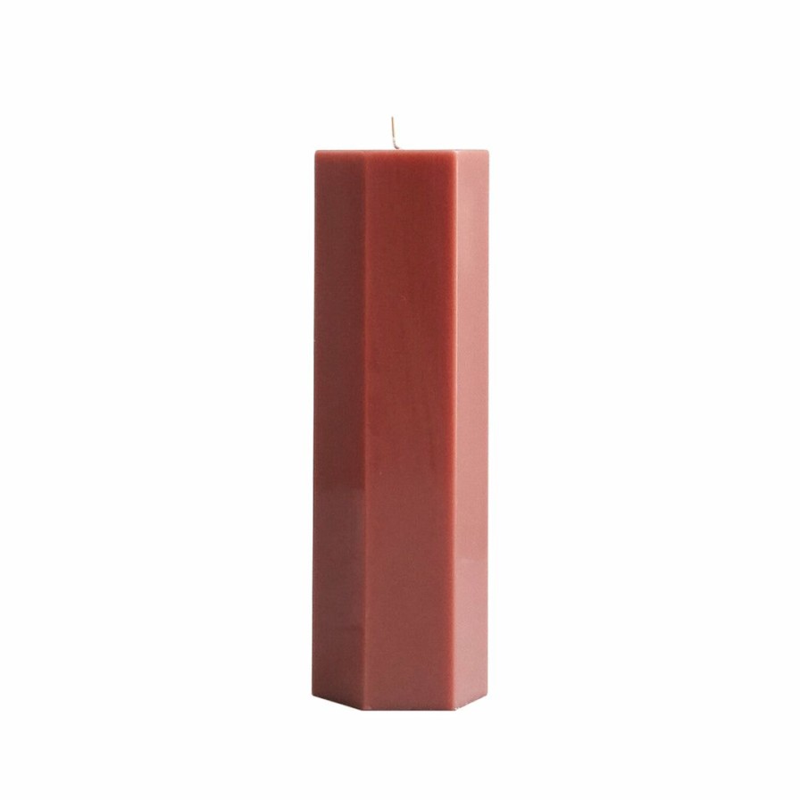 Bath * | The Floral Society Hexagon Pillar Candle Clay