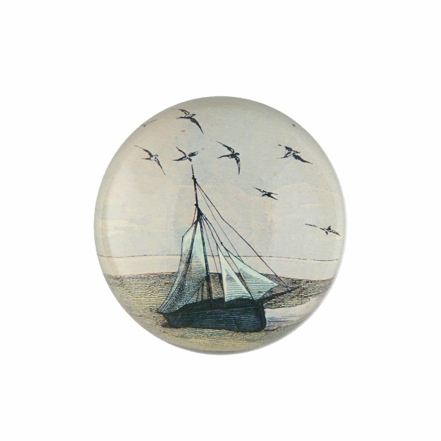 Living * | John Derian Ships With Gulls Dome Paperweight